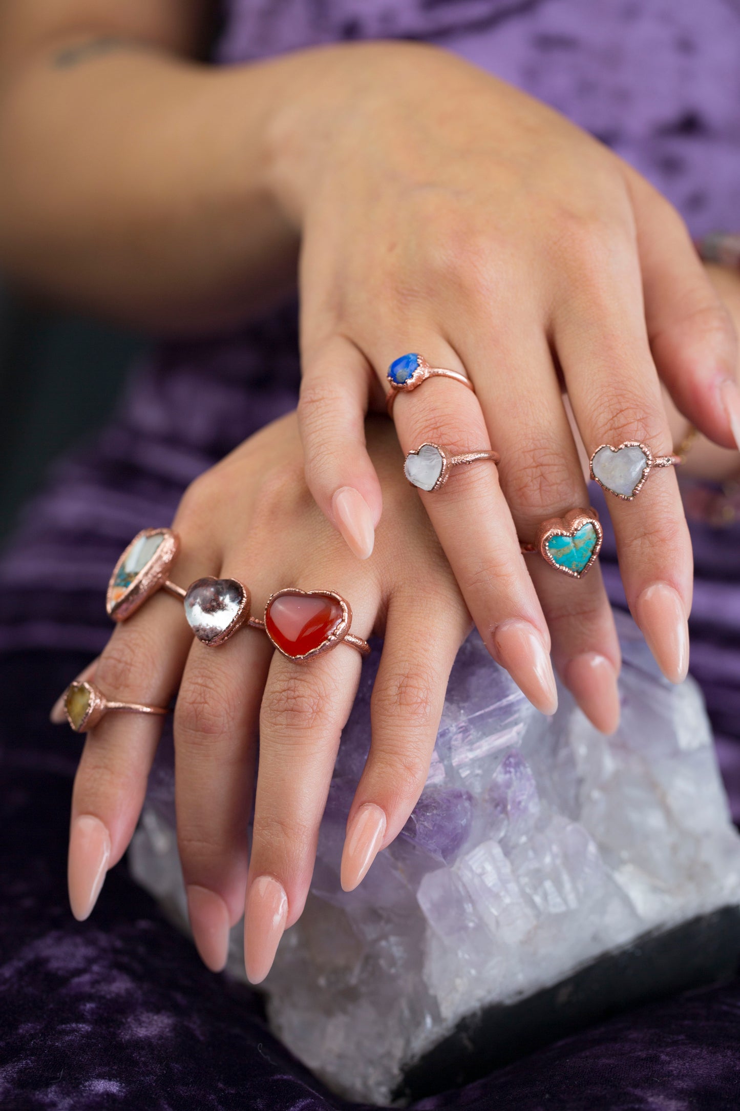 Garden Quartz Heart Ring in Copper