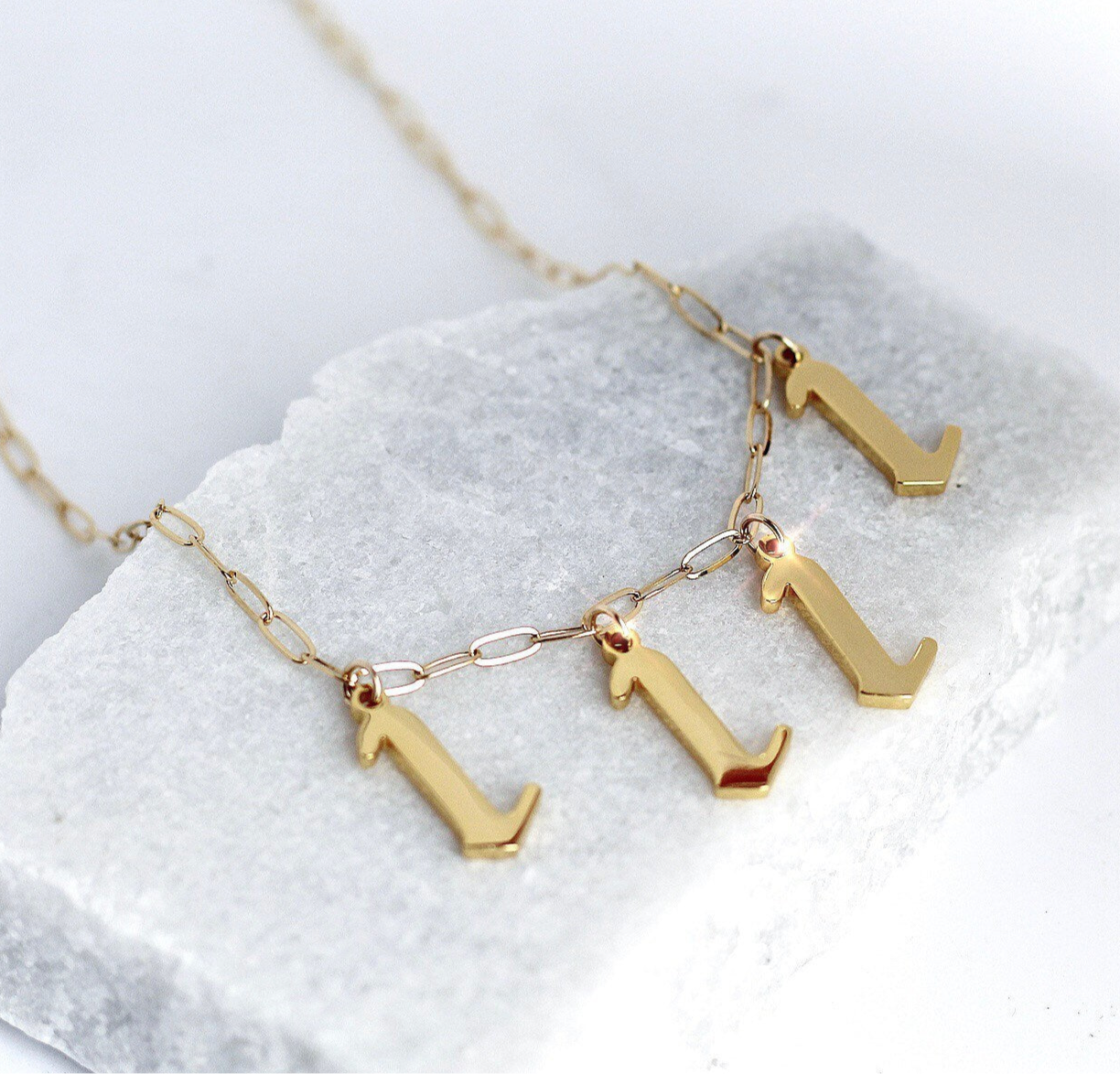 1111 Angel Number Necklace in 14k Gold Filled or Sterling Silver