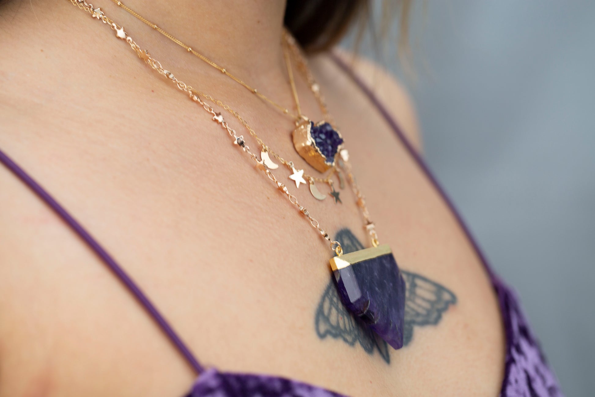 Amethyst Heart Necklace, Heart Geode Necklace, Self Love Necklace, Purple Heart Pendant, Crystal Heart Necklace, Heart Charm Necklace