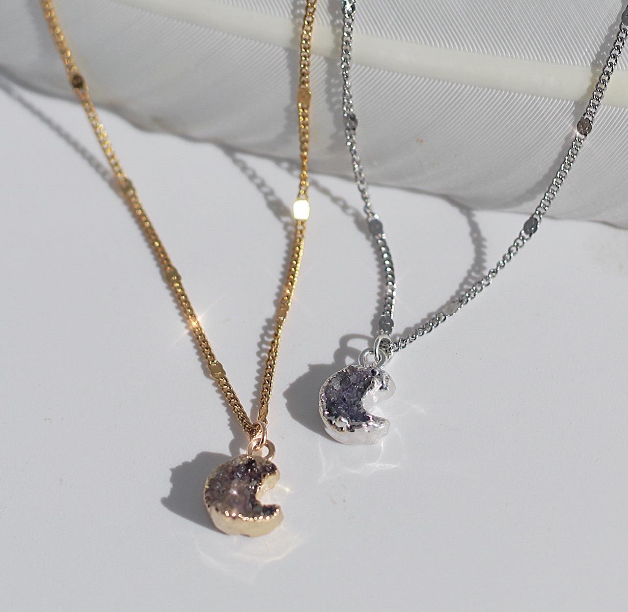 Amethyst Moon Necklace, Amethyst Moon Jewelry, Crescent Moon Necklace Large, Crescent Moon Pendant, Moon and Star Necklace, Moon Lover