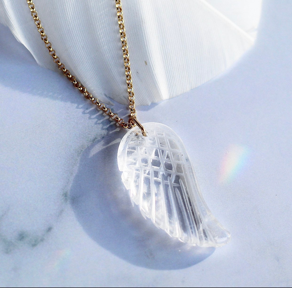 Angel Wing Crystal Necklace, Angel Wing Pendant, Amethyst Wing Necklace, Rose Quartz Angel Necklace, Angel Gift for Her