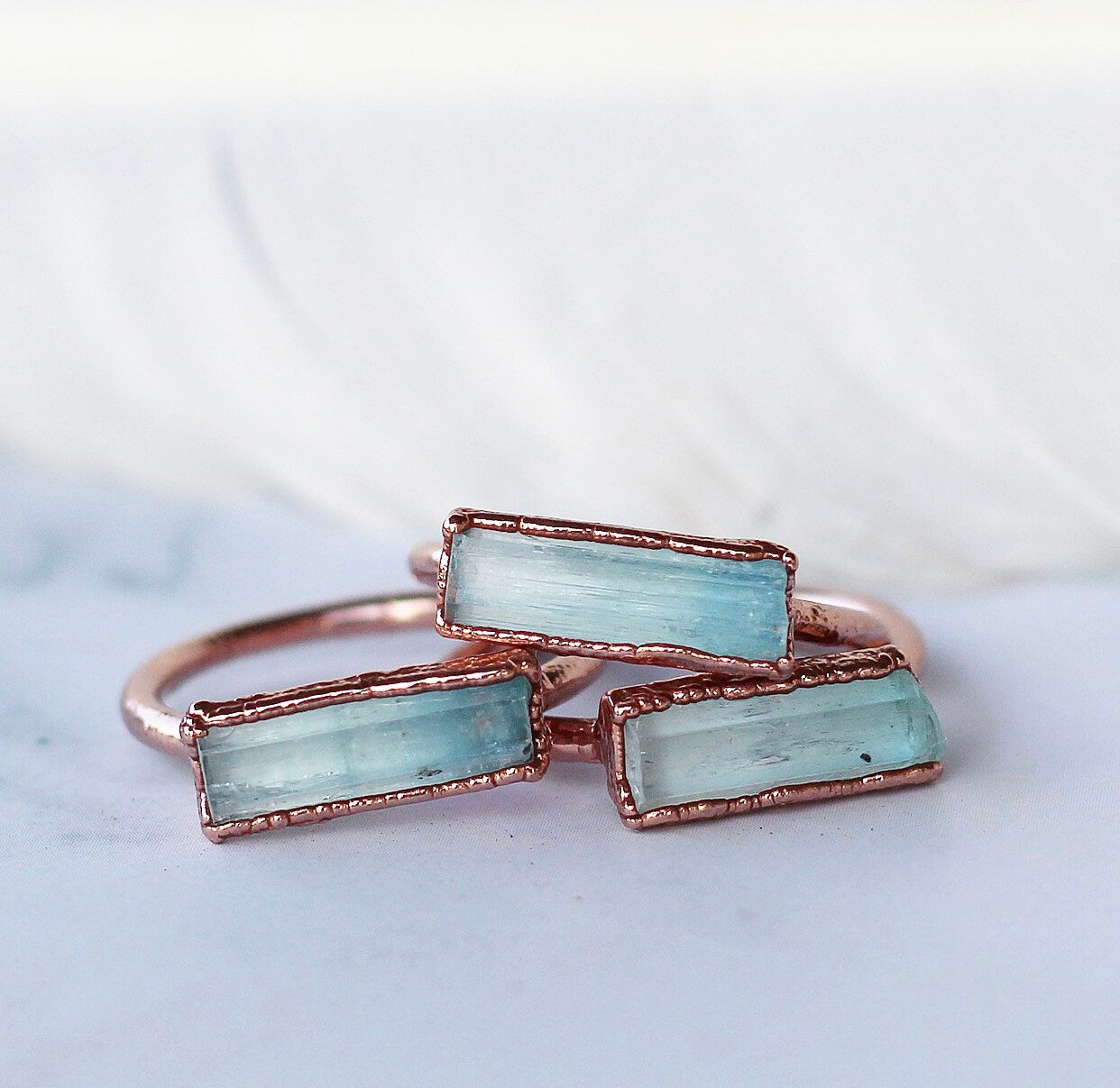Aquamarine Birthstone Ring, March Birthstone Jewelry, Aquamarine Bar Ring, Raw Birthstone Jewelry, Aquamarine Gemstone Ring