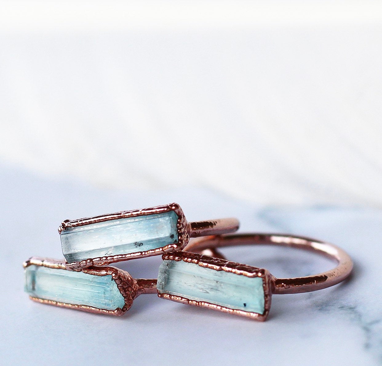 Aquamarine Birthstone Ring, March Birthstone Jewelry, Aquamarine Bar Ring, Raw Birthstone Jewelry, Aquamarine Gemstone Ring
