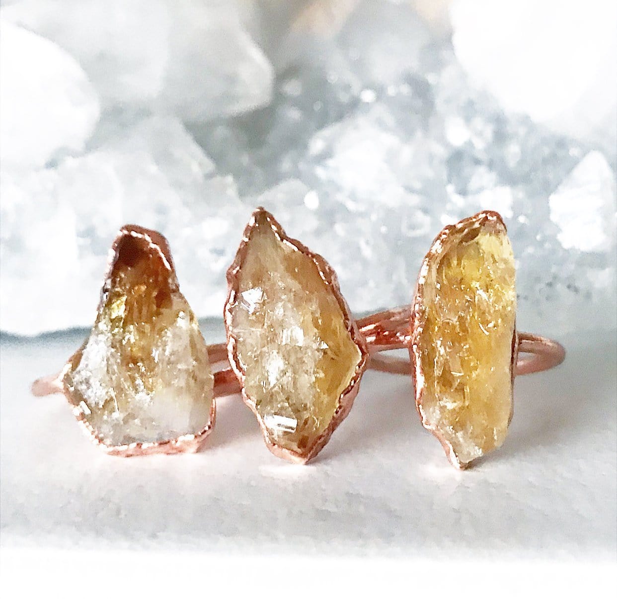 Chunky Raw Citrine Ring in Copper