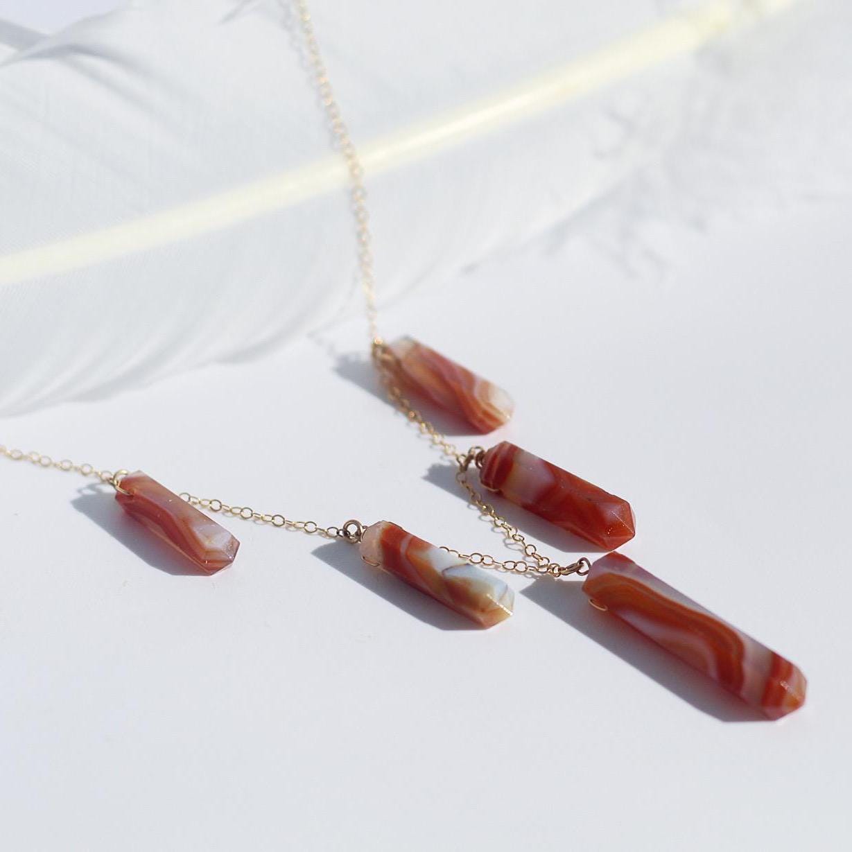 Carnelian Statement Necklace, Carnelian Point Necklace, Carnelian Necklaces for Women, Carnelian Statement Necklace Gold, Carnelian Choker