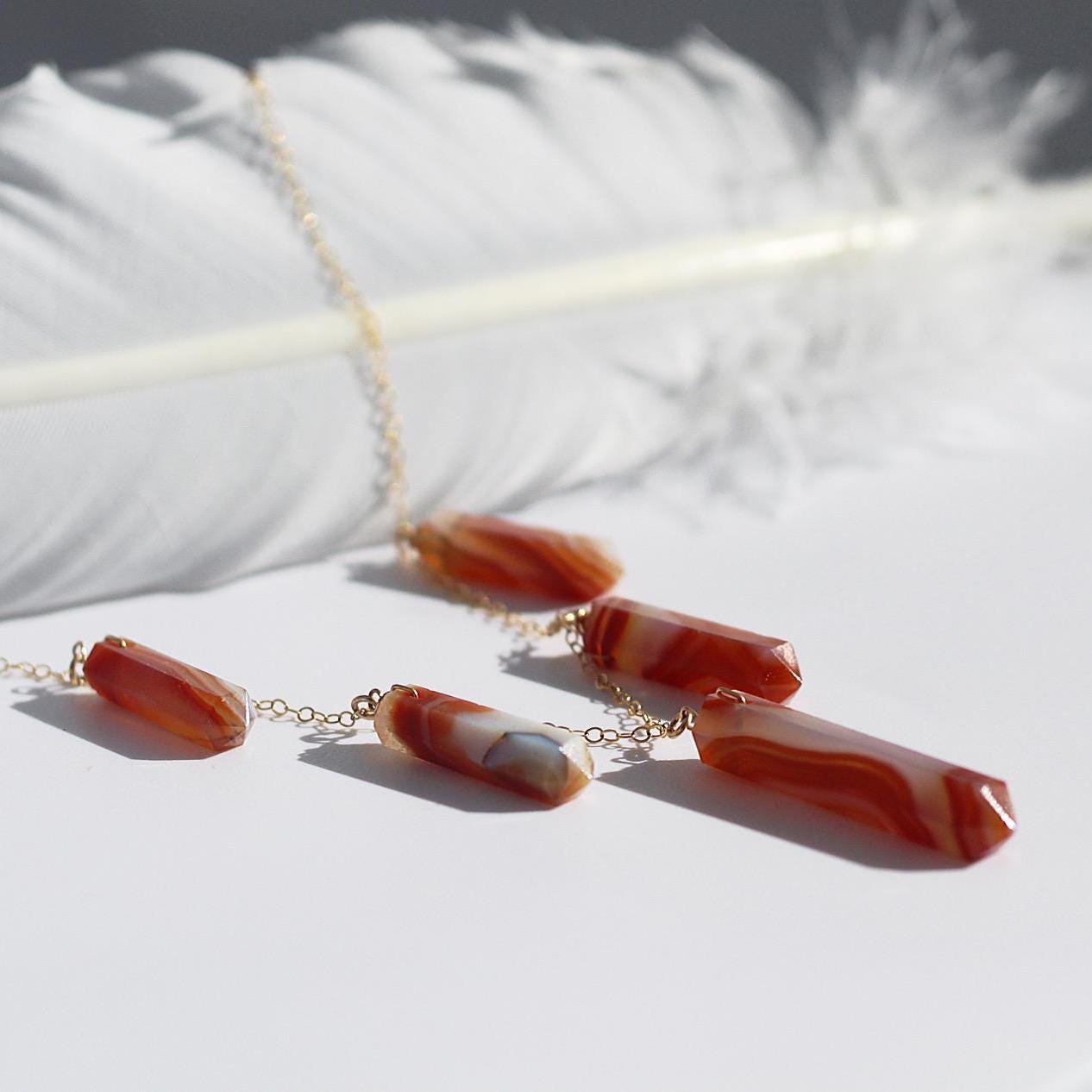 Carnelian Statement Necklace, Carnelian Point Necklace, Carnelian Necklaces for Women, Carnelian Statement Necklace Gold, Carnelian Choker