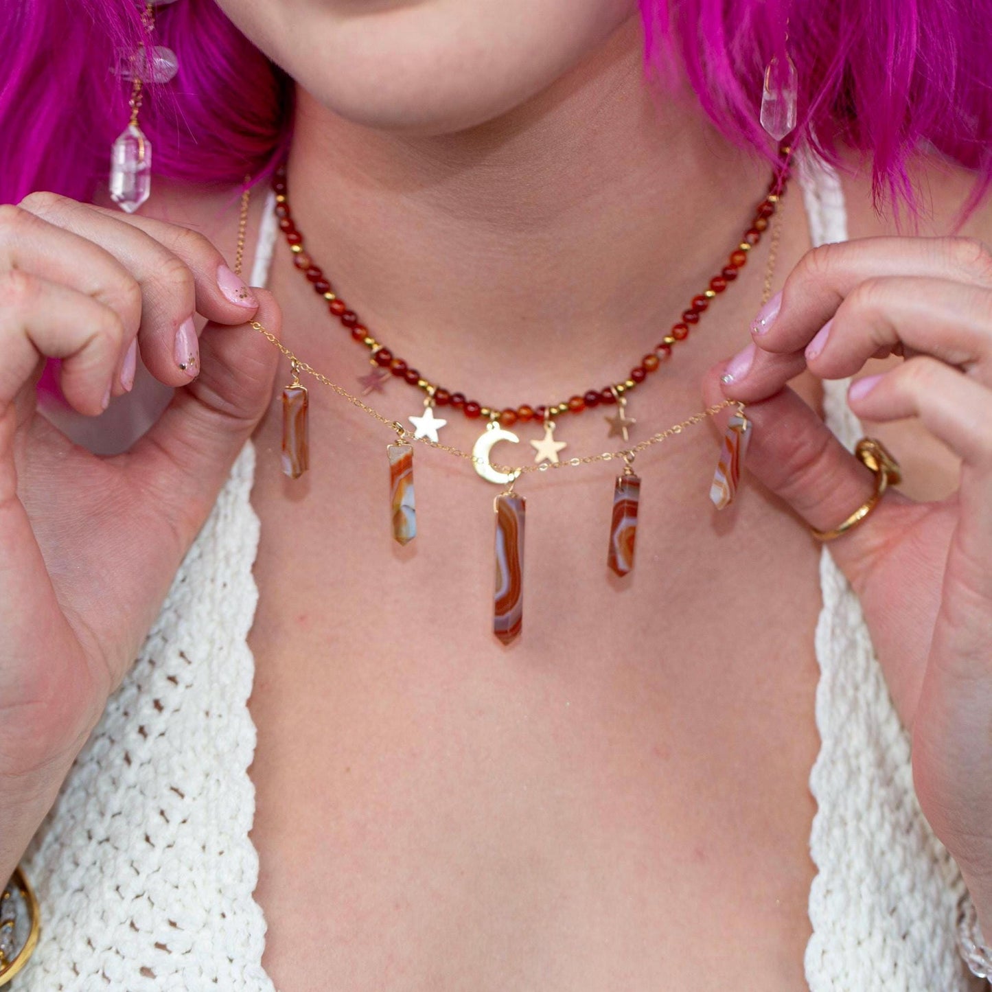 Carnelian Statement Necklace, Carnelian Point Necklace, Carnelian Necklaces for Women, Carnelian Statement Necklace Gold, Carnelian Choker