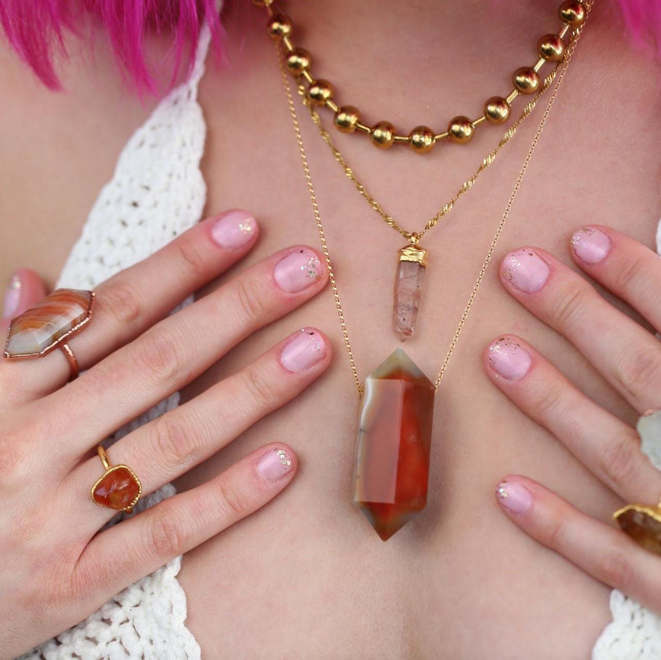 Carnelian Crystal Ring, Carnelian Point Statement Ring, Natural Carnelian Ring, Carnelian Stone Ring, Crystal Point Statement Ring