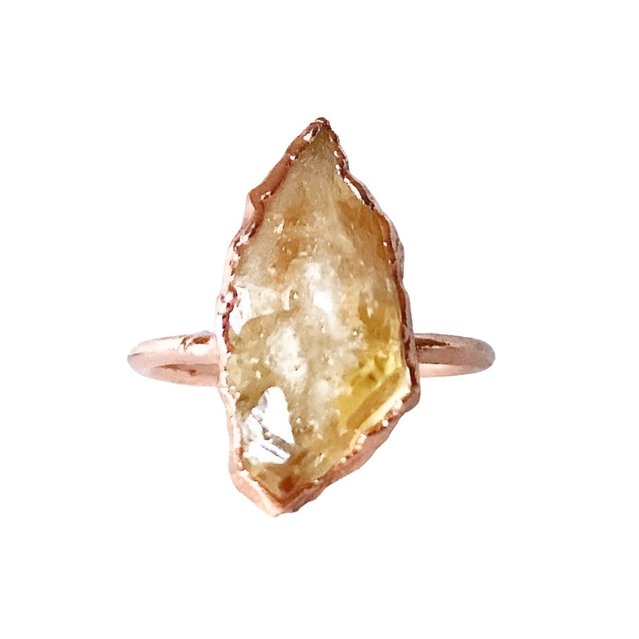 Chunky Raw Citrine Ring in Copper, Citrine Engagement Ring