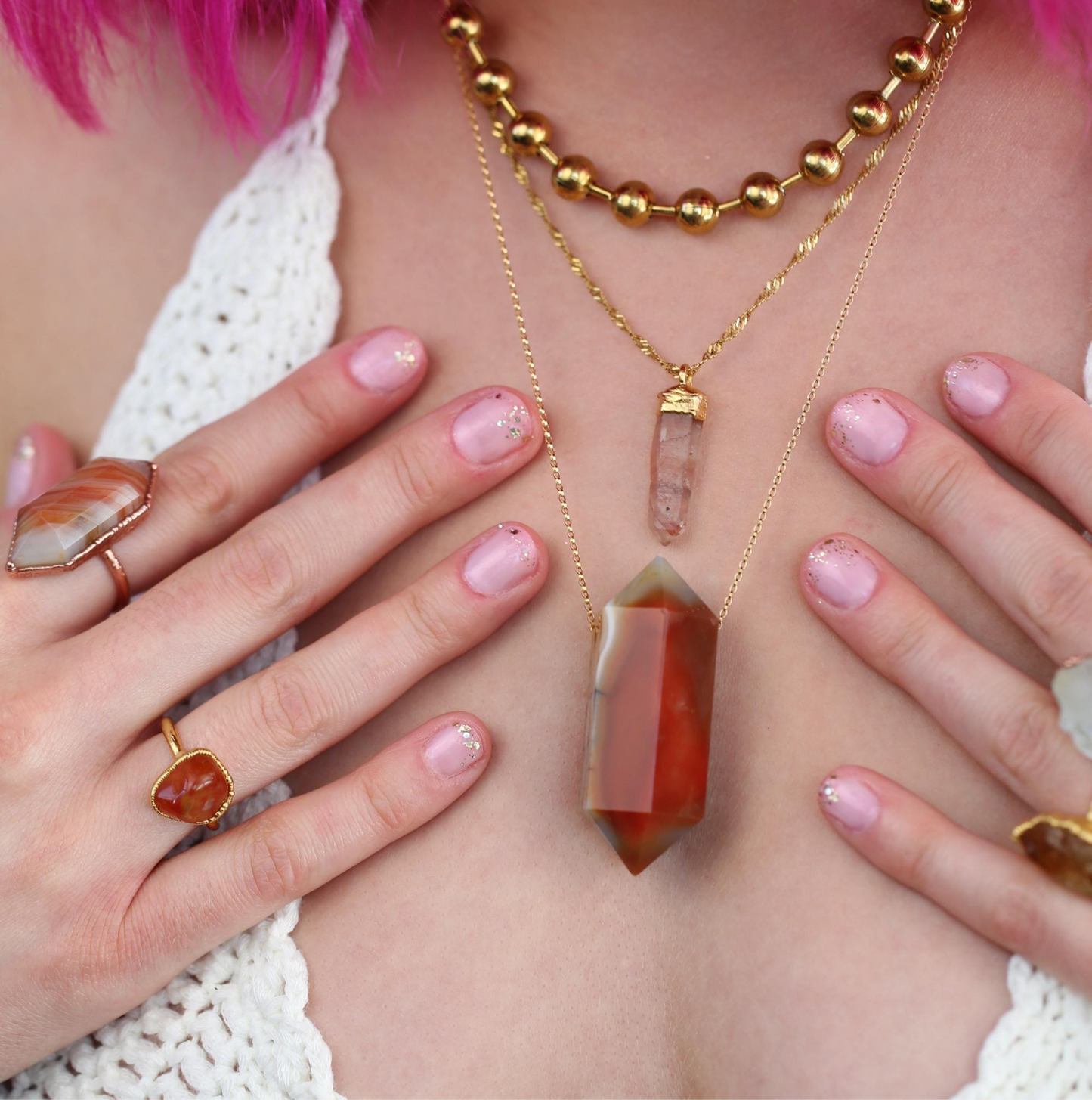 Crystal Necklace with Inclusions