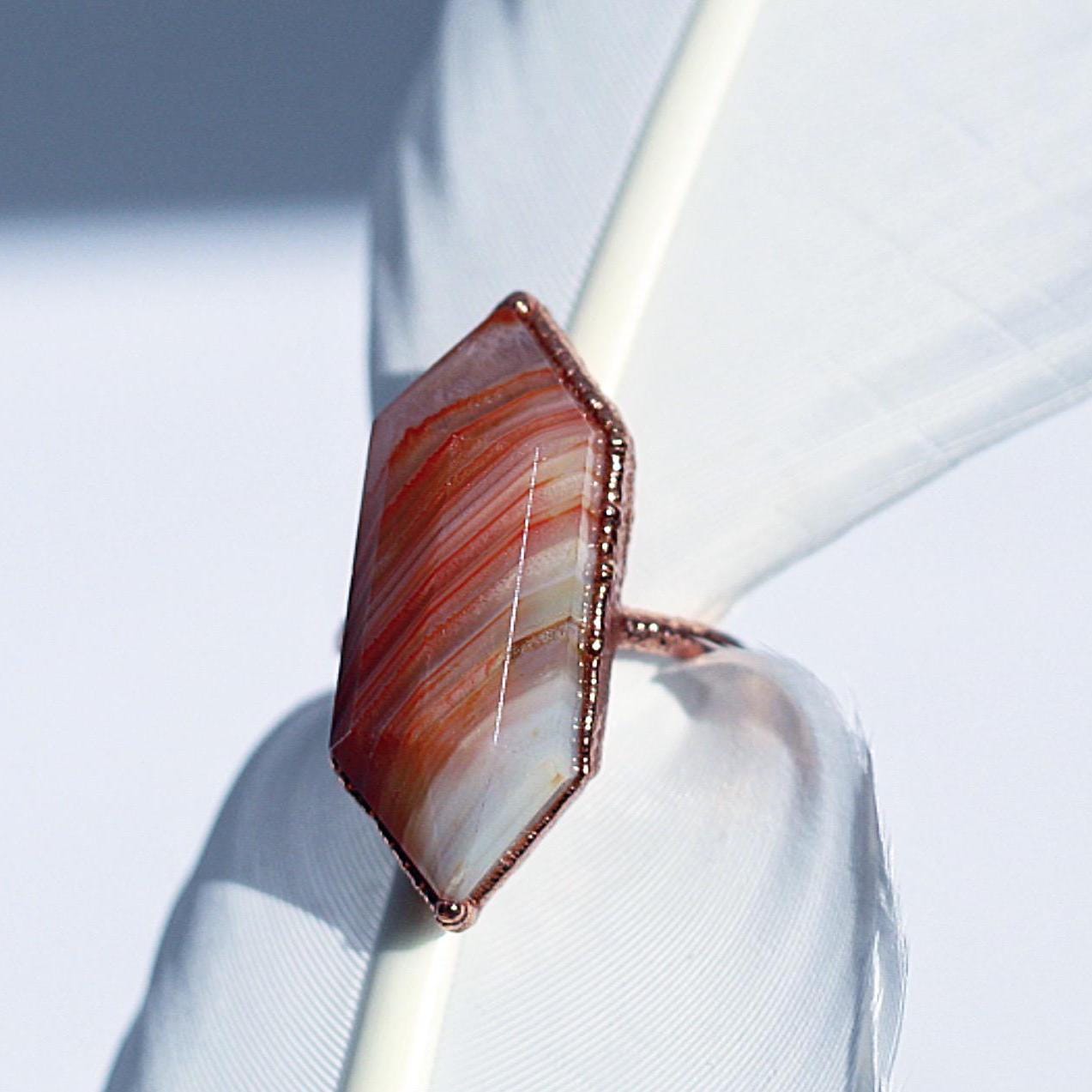 Carnelian Crystal Ring, Carnelian Point Statement Ring, Natural Carnelian Ring, Carnelian Stone Ring, Crystal Point Statement Ring