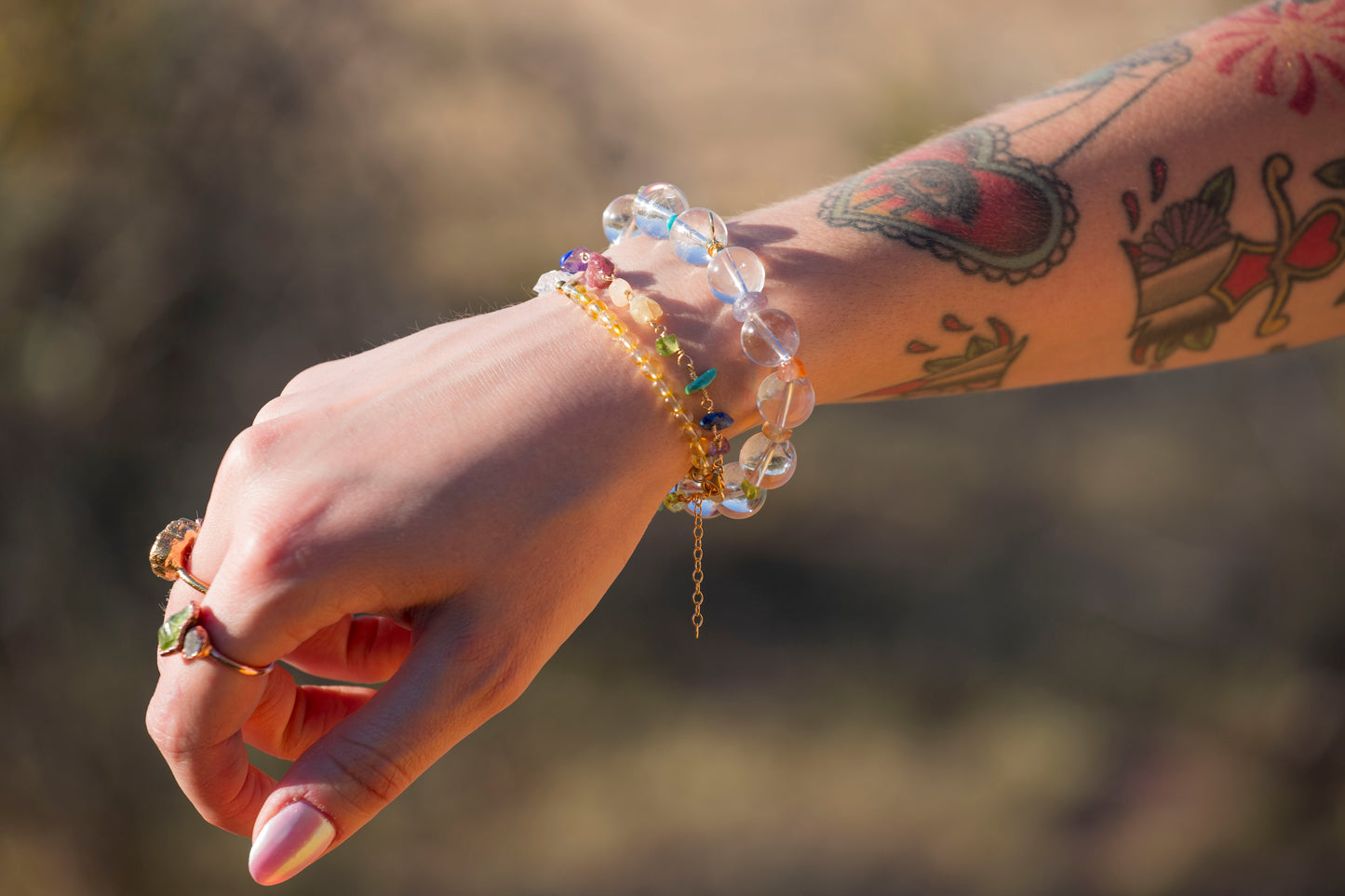 Crystal Ball Chakra Stone Stretchy Bracelet