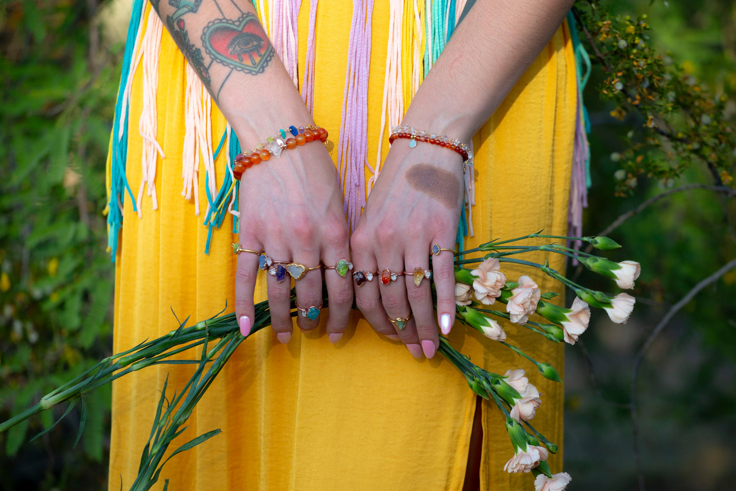 Rainbow Moonstone Cloud Happy Face Ring