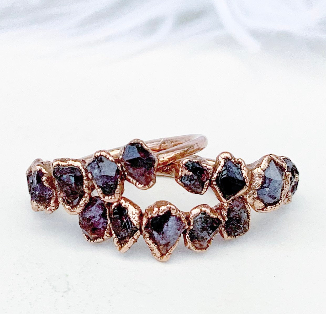 Genuine Amethyst Statement Ring- Raw Crystal Multi Stone Ring