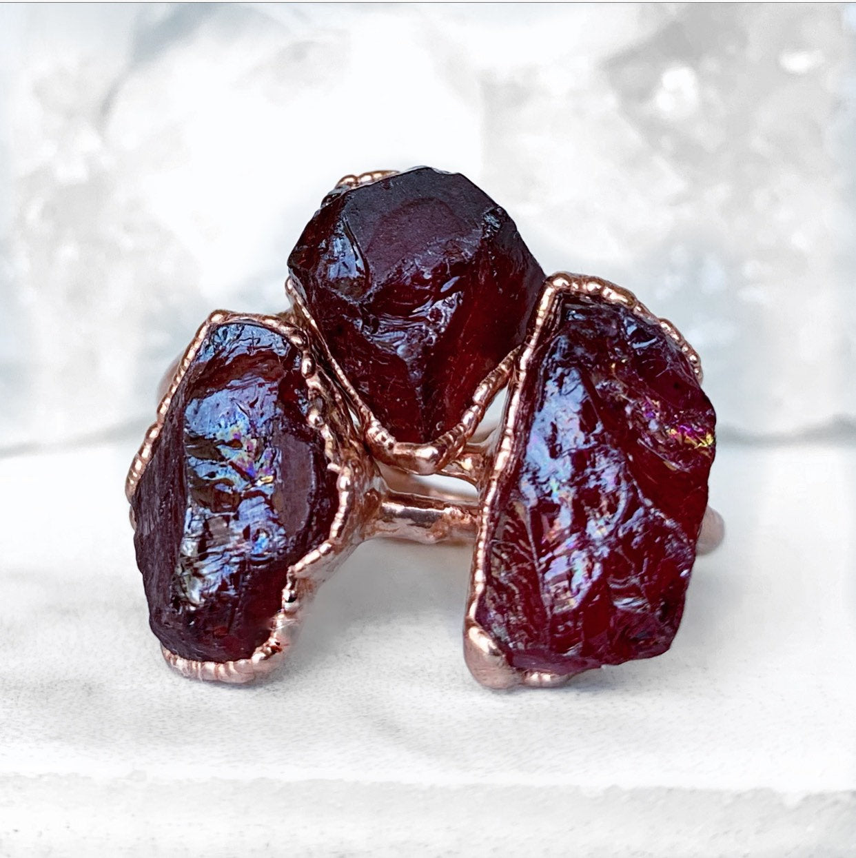 Raw Garnet Gemstone Ring, January Birthstone Ring, Raw Stone Ring, Raw Garnet Ring, Healing Crystal Ring, Raw Crystal Rings