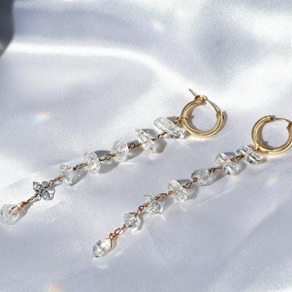 Herkimer Diamond Earrings Gold, Silver, Rose Gold, Herkimer Dangle Earrings, Crystal Duster Earrings, Gift for Her, Herkimer Drop Earrings