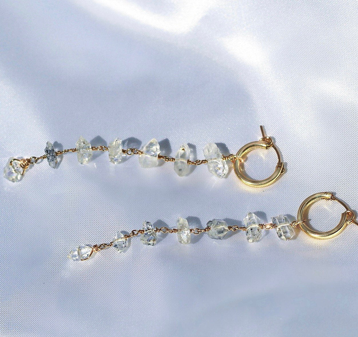 Herkimer Diamond Earrings Gold, Silver, Rose Gold, Herkimer Dangle Earrings, Crystal Duster Earrings, Gift for Her, Herkimer Drop Earrings