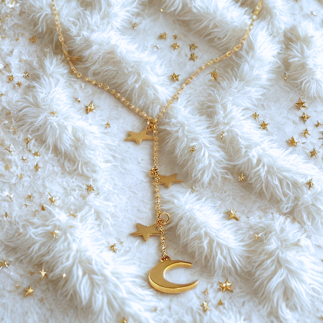 moon and star lariat necklace