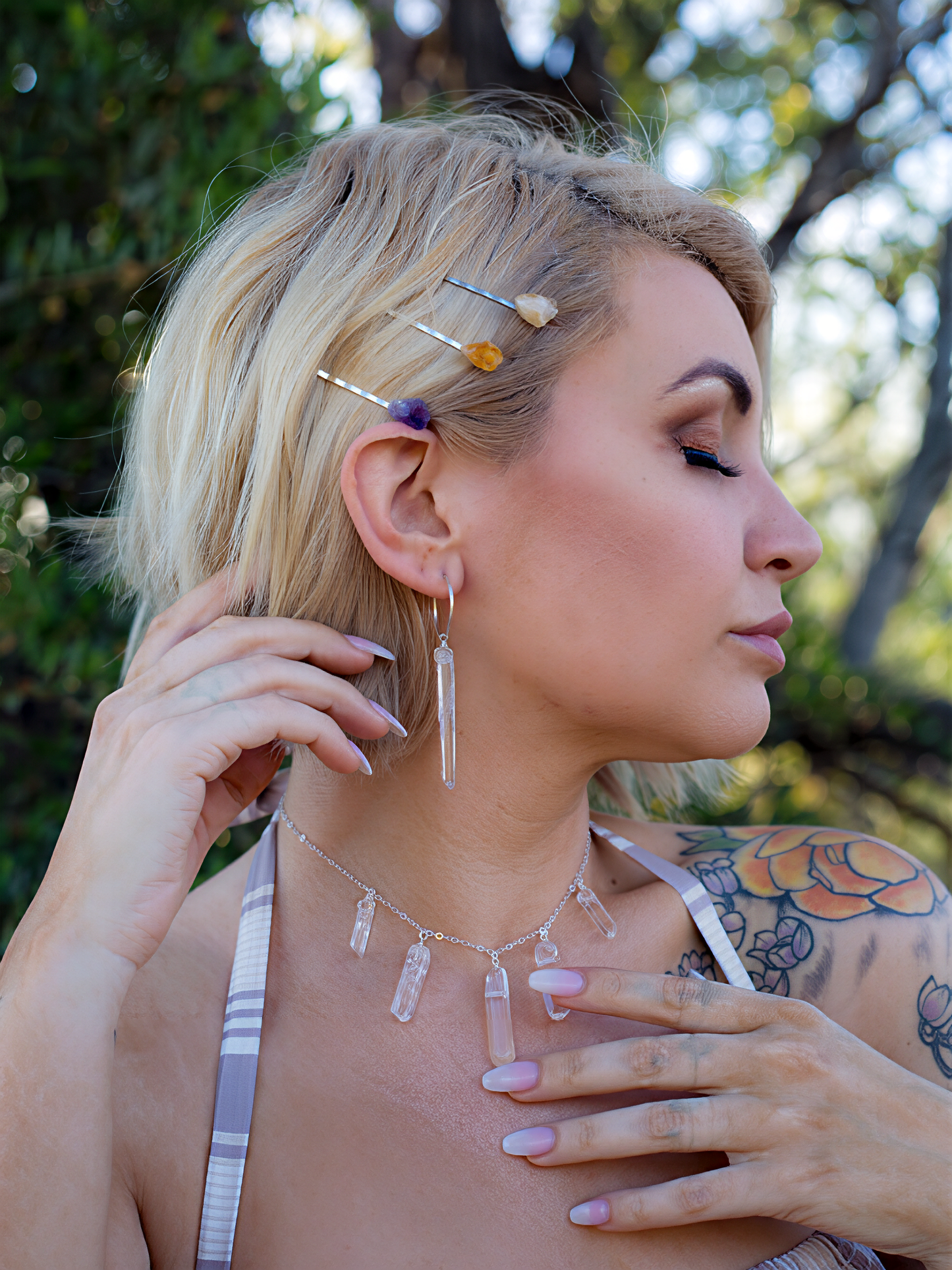 Raw Crystal Hair Pins