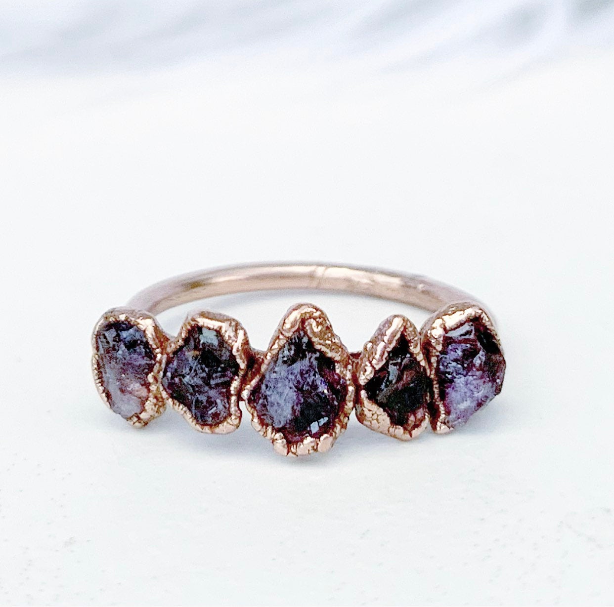 Multi Stone Amethyst Ring pictured with a Multi Stone Rainbow Ring