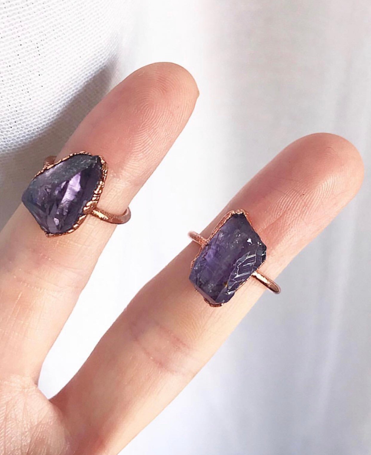 Raw Amethyst Gemstone Ring, Raw Crystal Ring, February Birthstone Ring, Raw Amethyst Ring, Healing Crystal Ring, Raw Crystal Rings, Copper