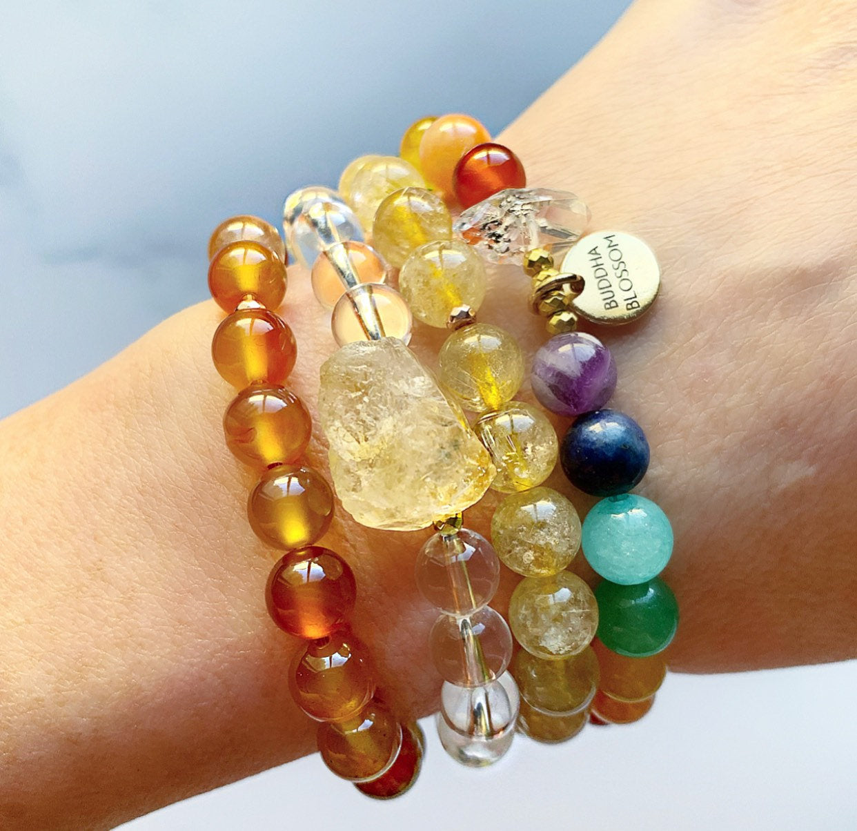 7 Chakra Mala Bracelet with gemstones and amethyst crystal,7 Chakra, Mala Bracelet, Mala Beads