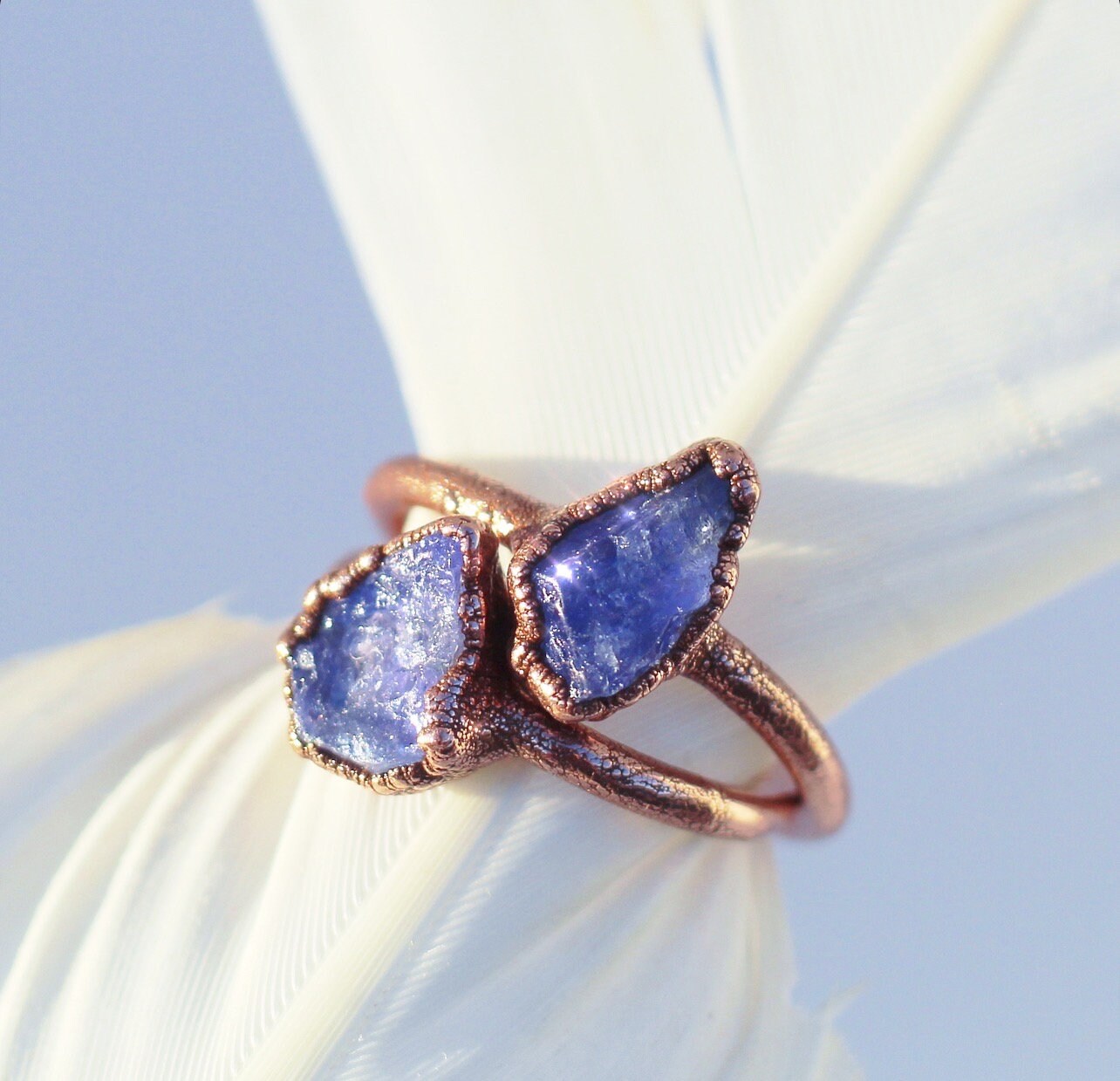 Raw Tanzanite Ring in Copper