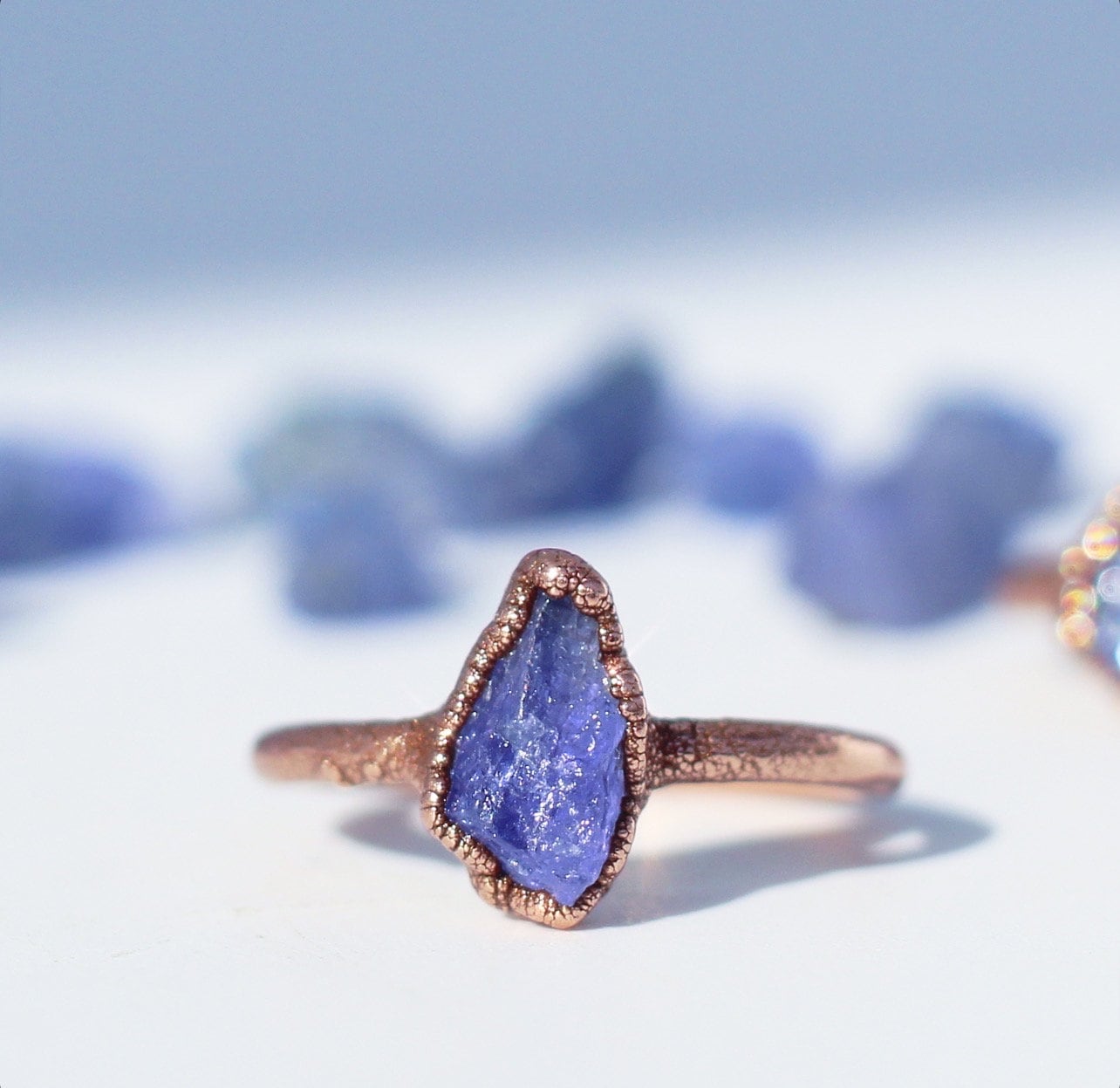 Raw Tanzanite Ring in Copper