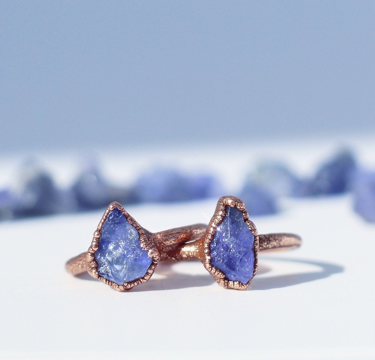 Raw Tanzanite Ring in Copper