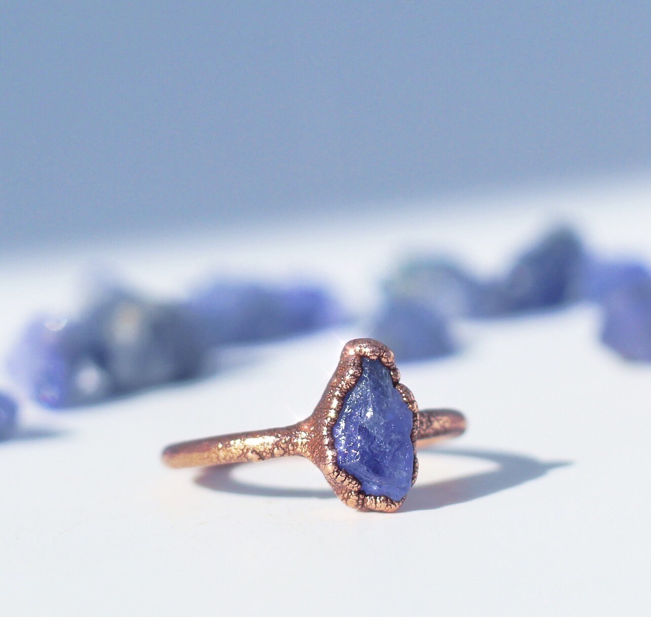 Raw Tanzanite Ring in Copper