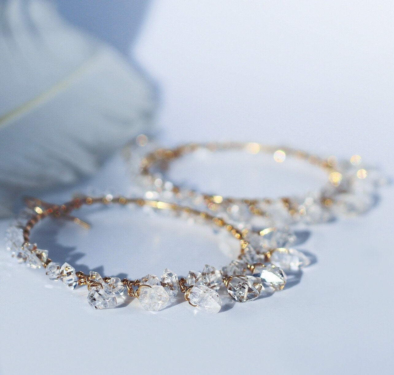 Sparkly Crystal Hoops, Herkimer Diamond Hoop Earrings, Bridal Crystal Hoops, Big Sparkly Hoop Earrings, Herkimer Diamond Statement Earrings