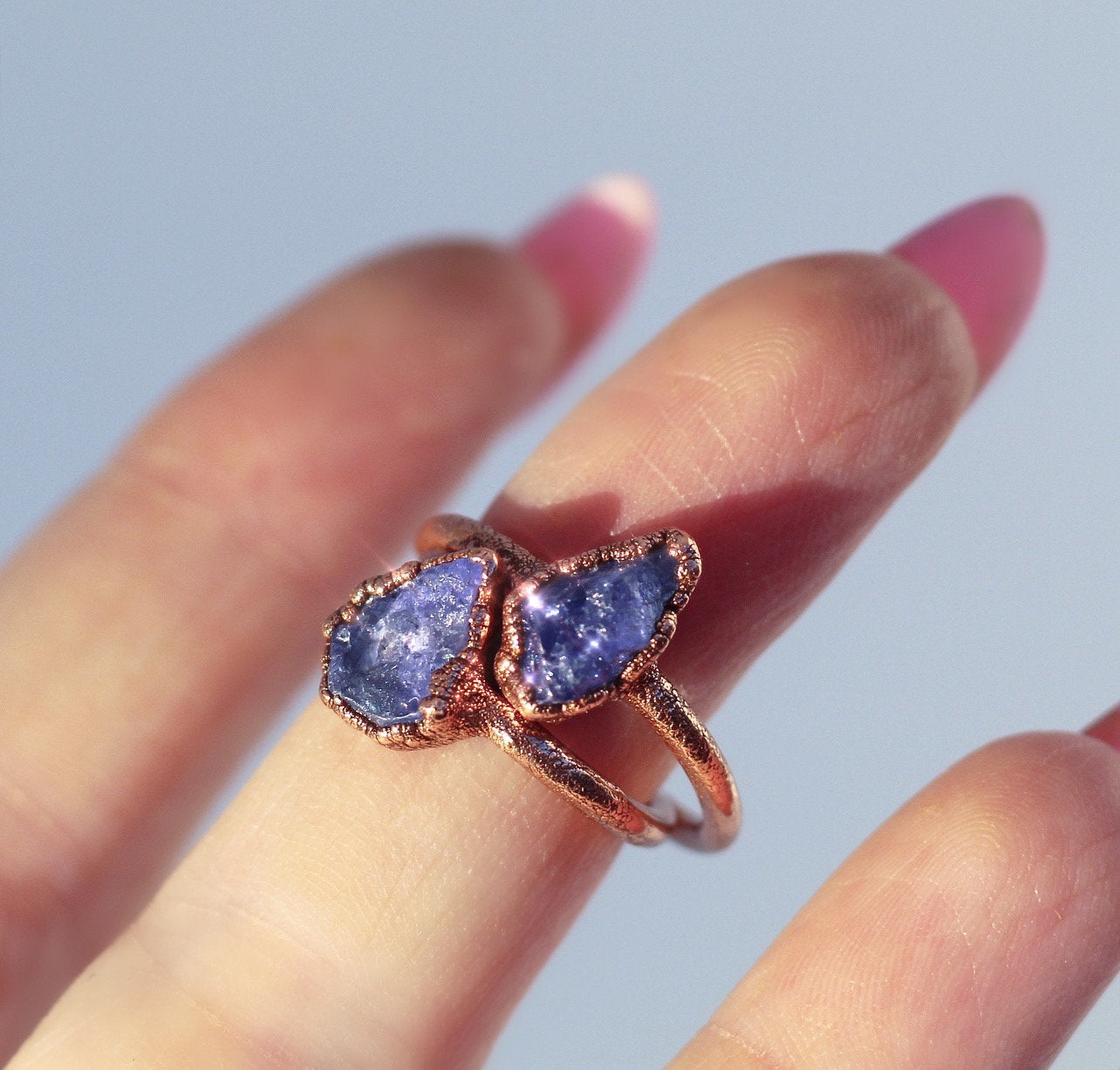 Raw Tanzanite Ring in Copper