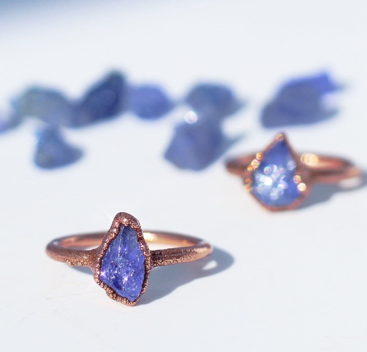 Raw Tanzanite Ring in Copper