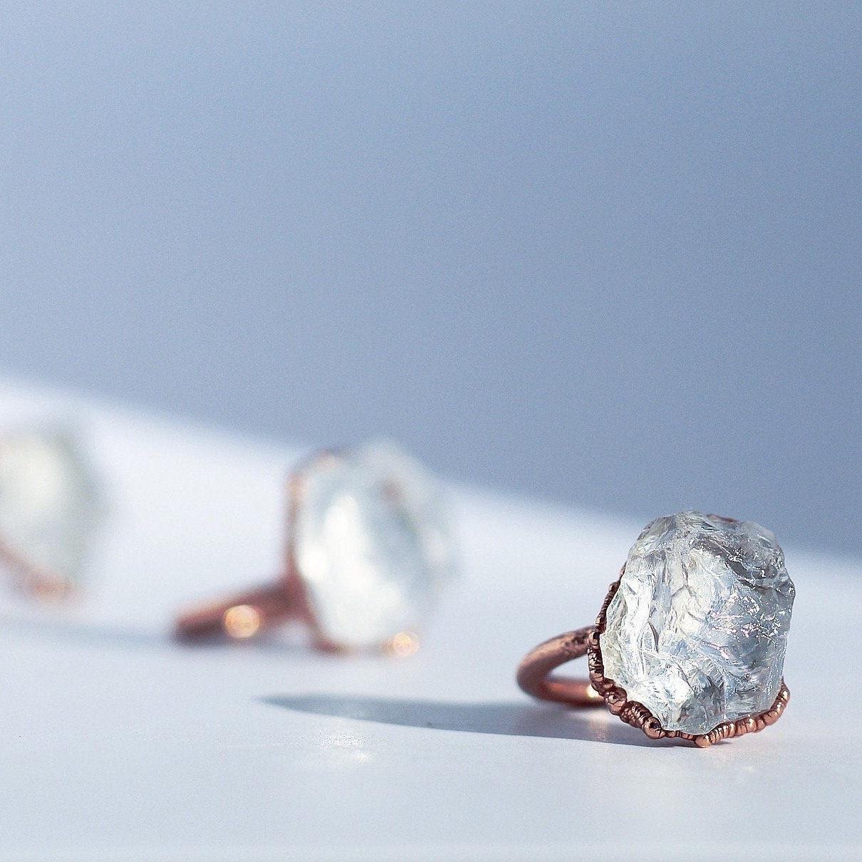 Raw Crystal Quartz Ring, Natural Style Engagement Ring, Rock Crystal Ring, Electroformed Copper Ring, Organic Jewelry, Hippie Ring