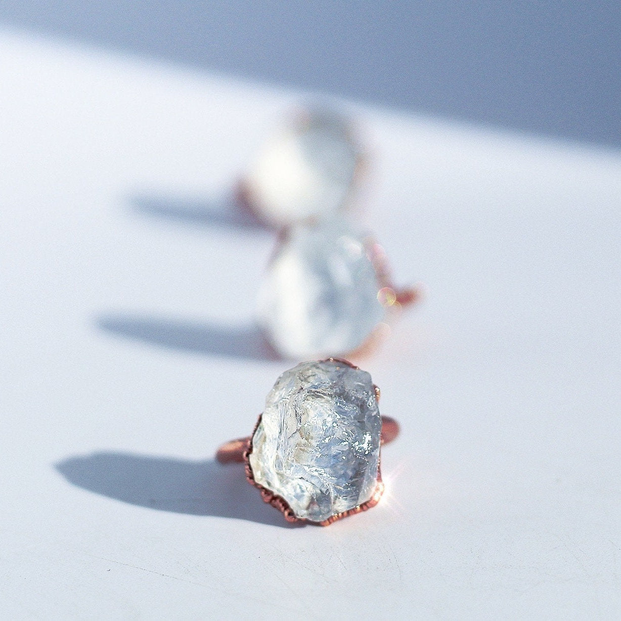 Raw Crystal Quartz Ring, Natural Style Engagement Ring, Rock Crystal Ring, Electroformed Copper Ring, Organic Jewelry, Hippie Ring