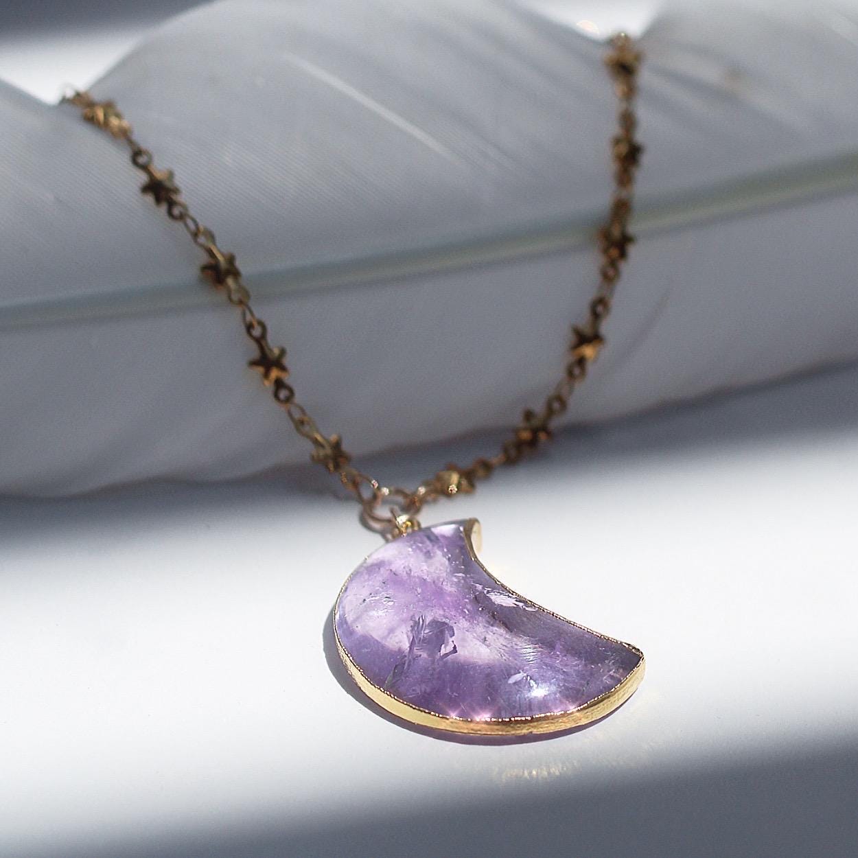 Amethyst orders Necklace, Amethyst Jewelry, Sterling Silver Moon Necklace, Moon Phase Jewelry, Moon Phase Necklace, Handmade Artisan Jewelry