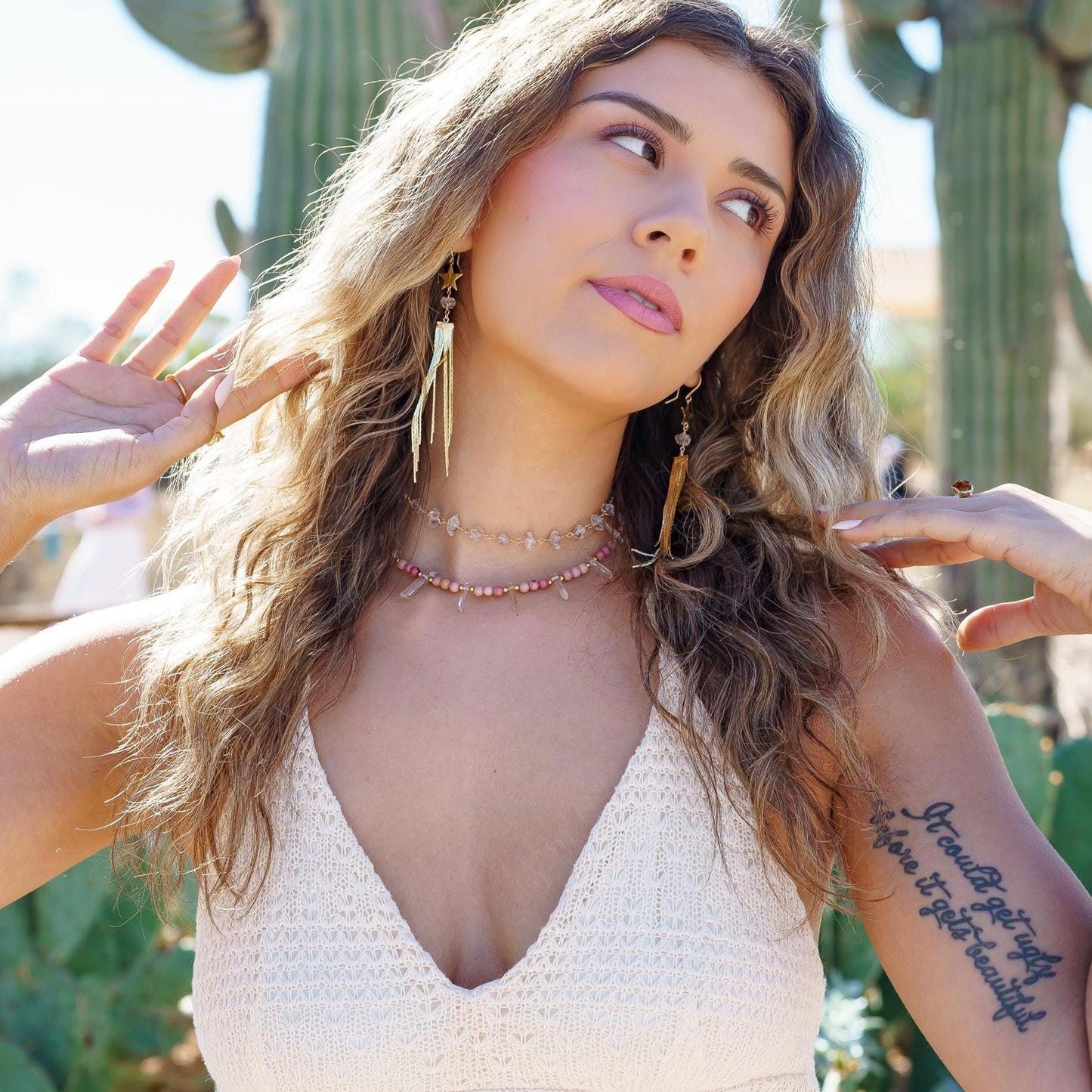 Long Gold Fringe Dangle Earrings, Crystal Fringe Earrings, Star Statement Earrings, Boho Duster Earrings, Shooting Star Earrings, Boho Style