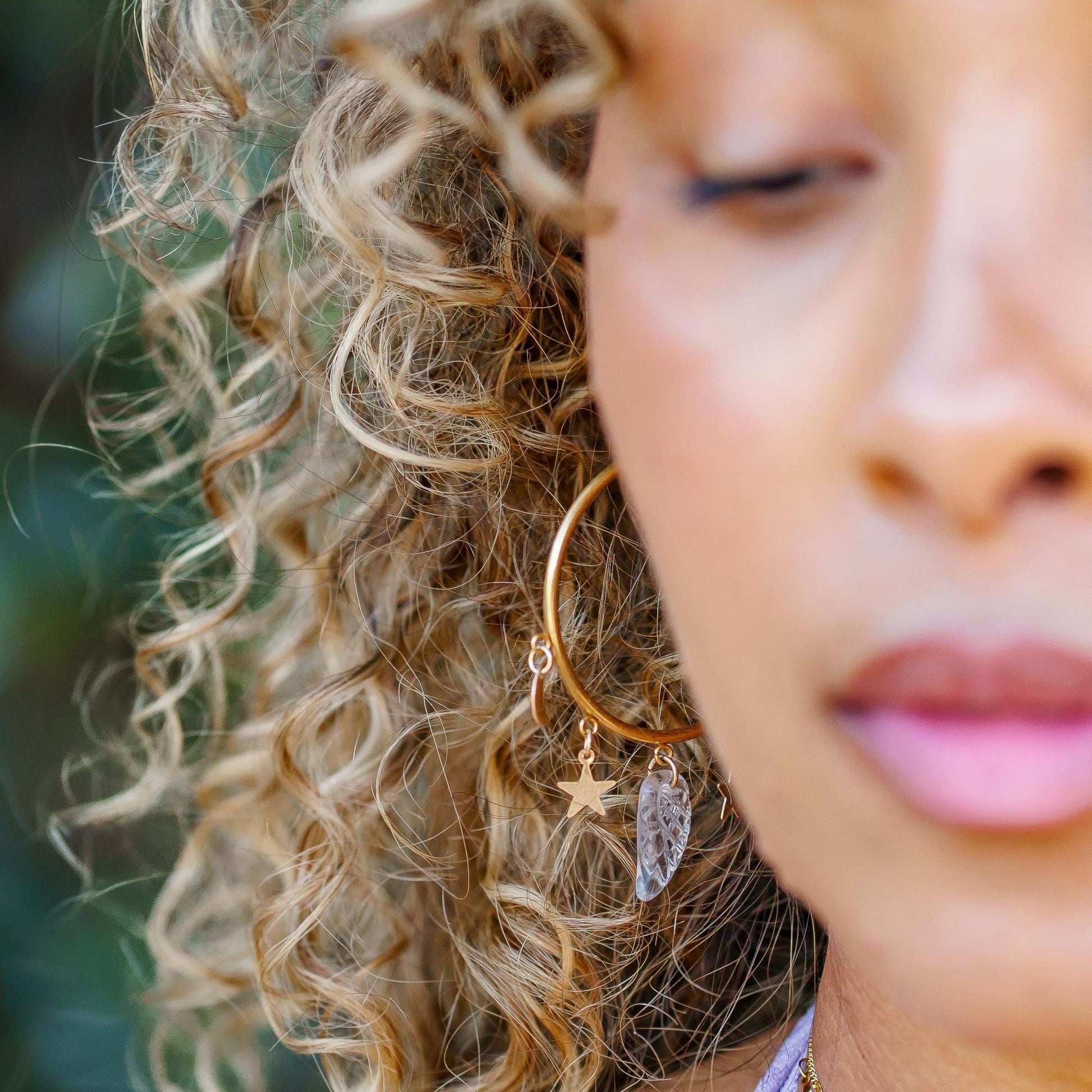 Crystal Angel Wing Hoop Earrings, Celestial Statement Earrings, Angel Jewelry, Angel Gift, Healing Crystal Earrings, Dangle Hoop Earrings