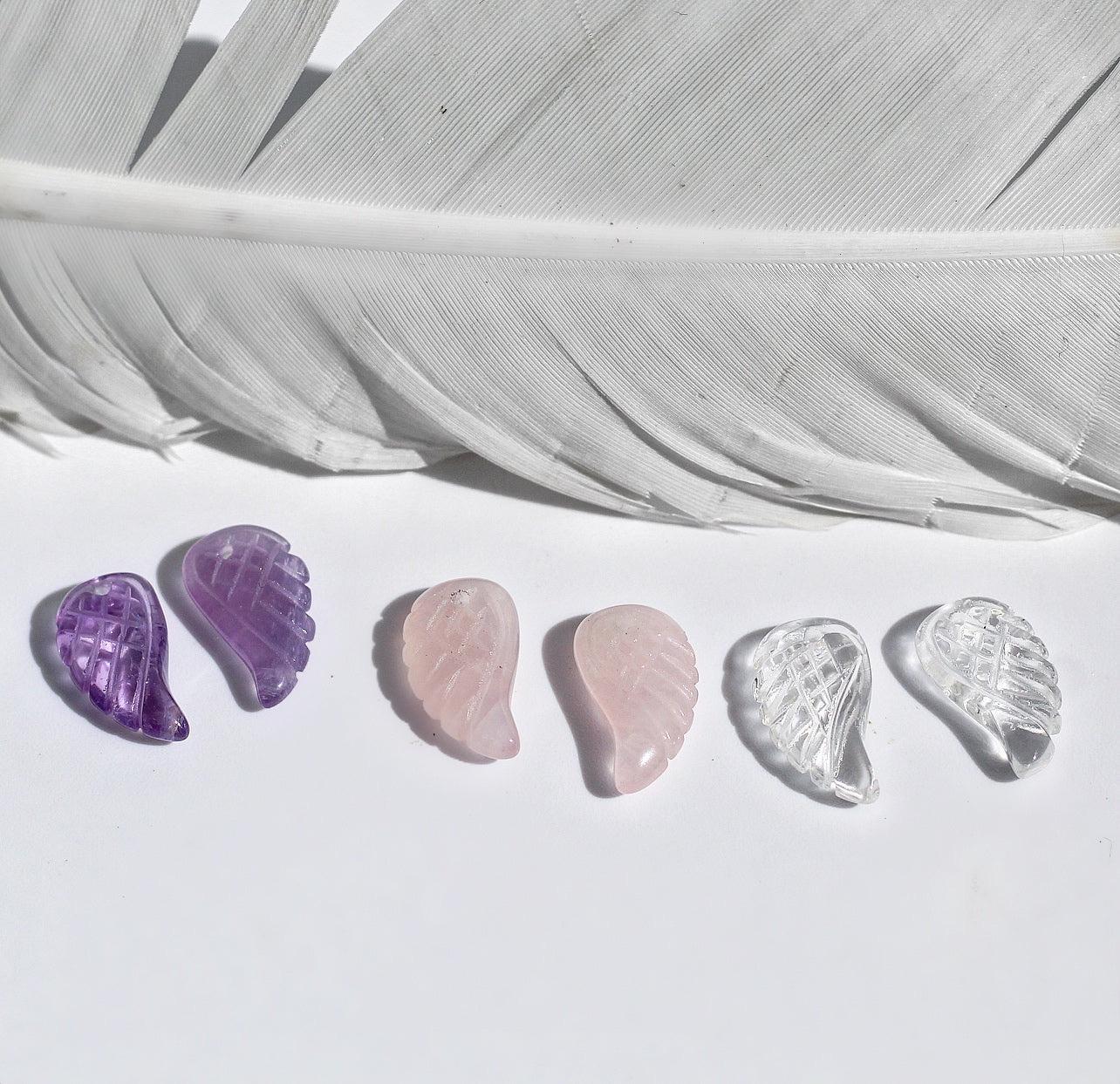 Crystal Angel Wing Hoop Earrings, Celestial Statement Earrings, Angel Jewelry, Angel Gift, Healing Crystal Earrings, Dangle Hoop Earrings