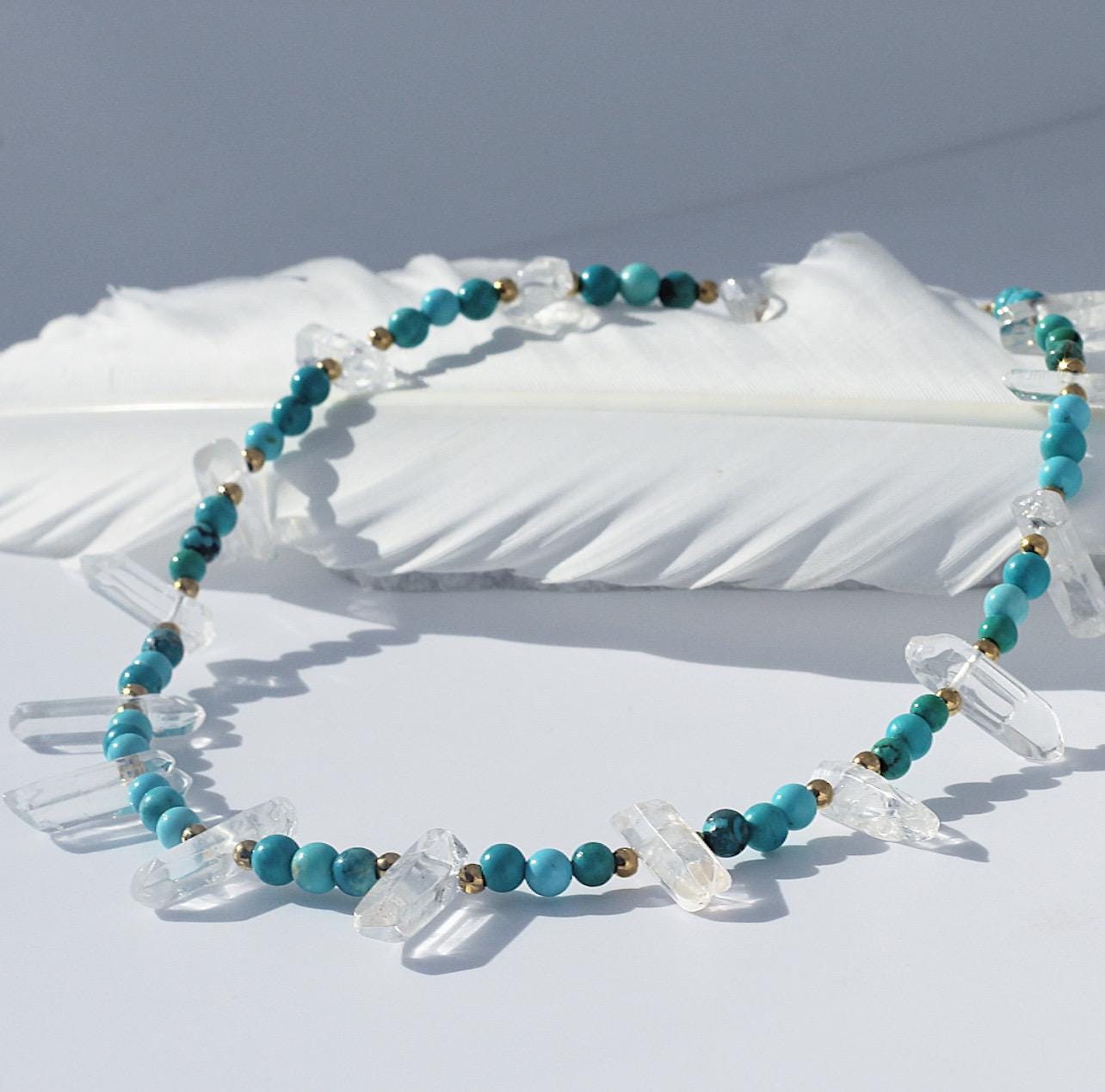 Customizable Crystal Point Gemstone Choker, Tribal Crystal Necklace, Customizable Bead Necklace, Crystal Point Boho Choker, Unique Bead Choker, Hippie Choker
