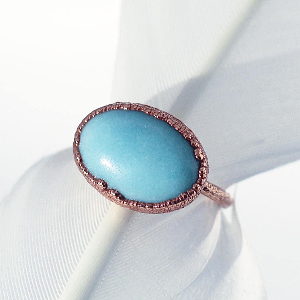 Amazonite Oval Ring, Raw Amazonite Stone Ring, Turquoise Colored Stone Ring, Large Turquoise Stone Jewelry, Raw Copper Ring, Statement Ring