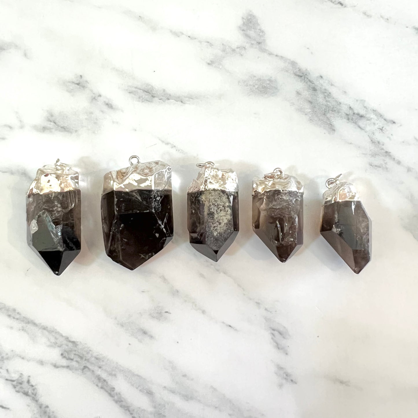 Raw Smoky Quartz Pendant in Silver