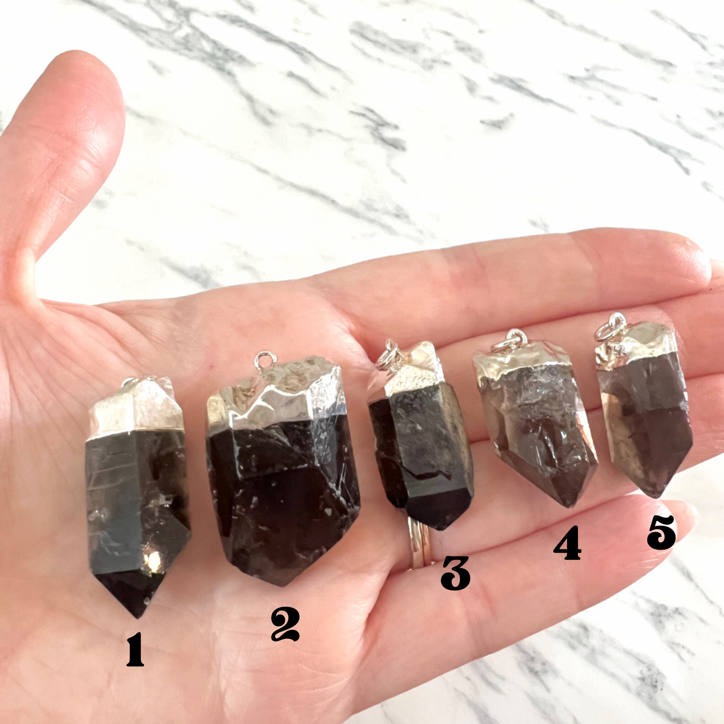 Raw Smoky Quartz Pendant in Silver