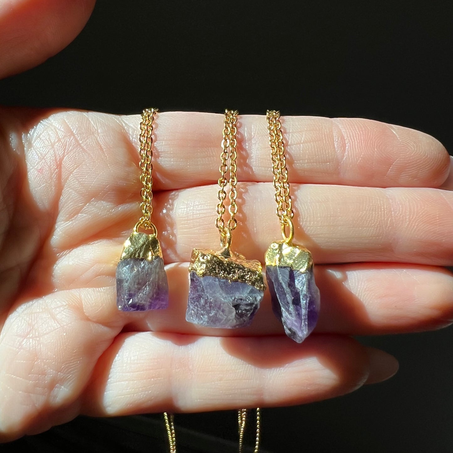 Amethyst Nugget Necklace in Gold