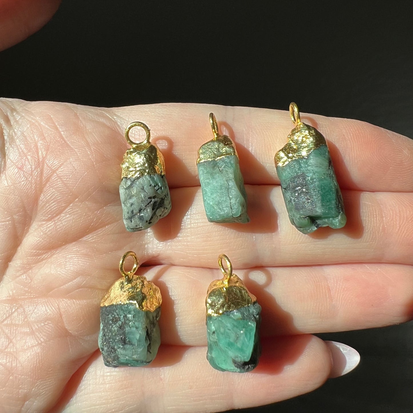 Emerald Nugget Necklace in Gold