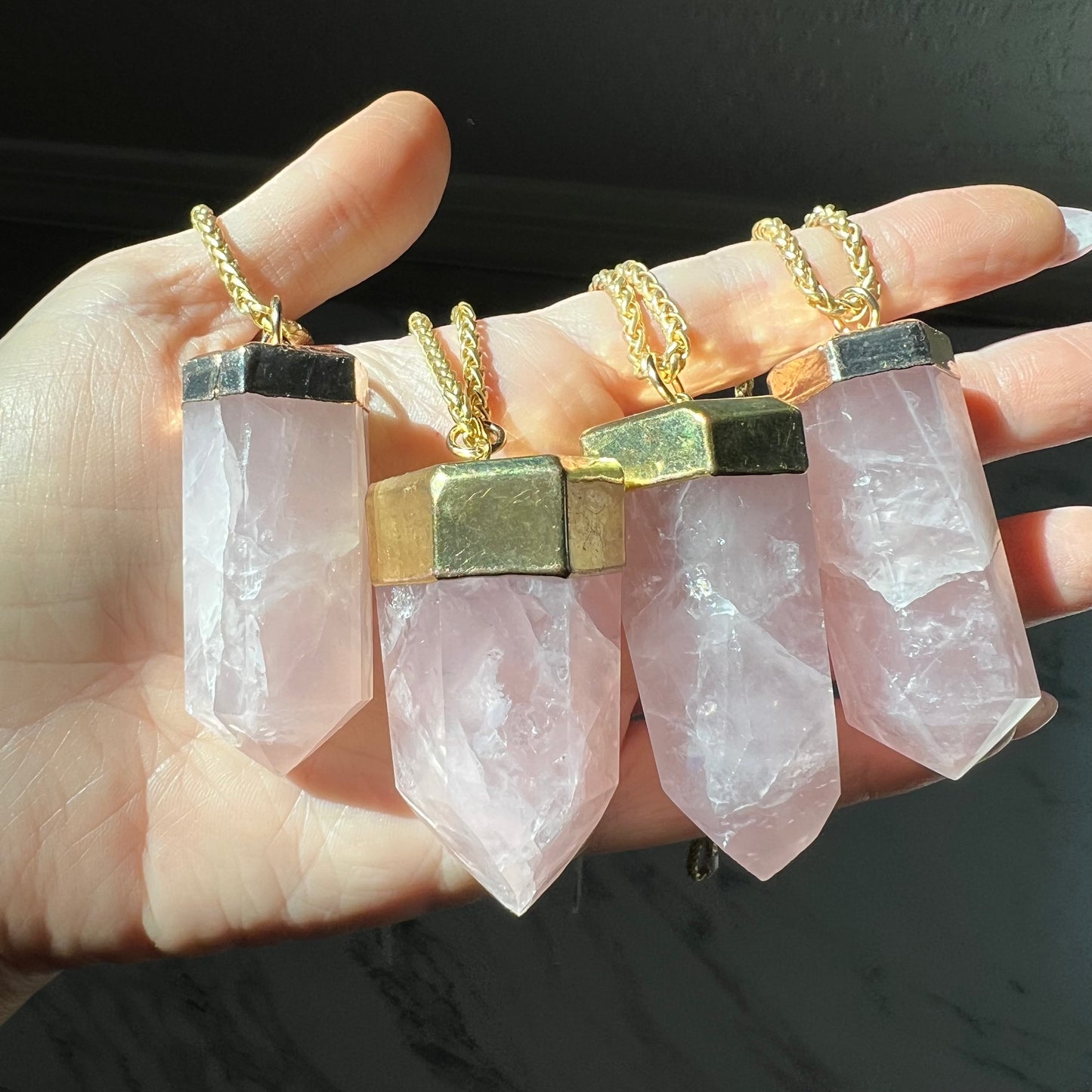 Extra Large Polished Rose Quartz Pendant