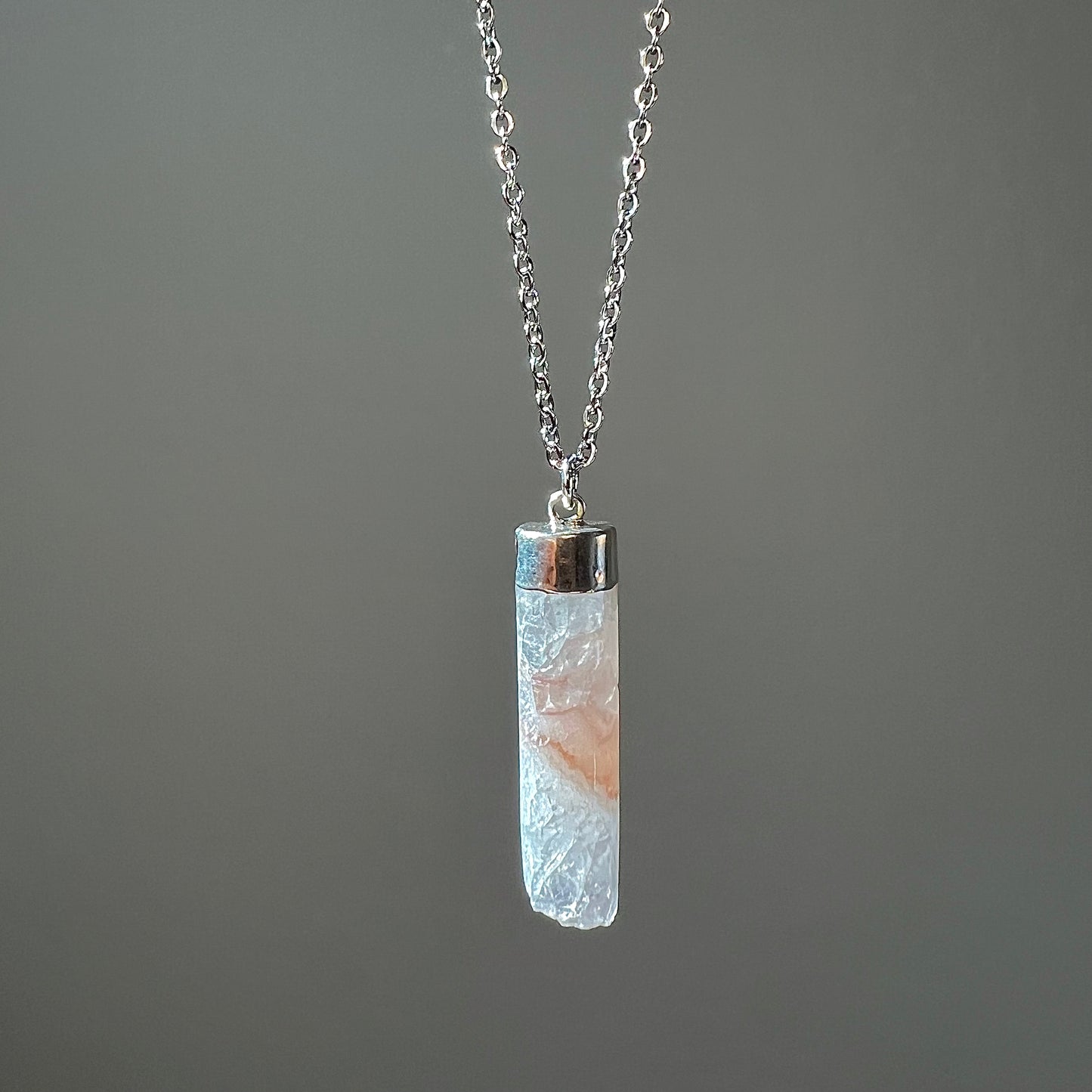 Geode Cylinder Pendant in Silver