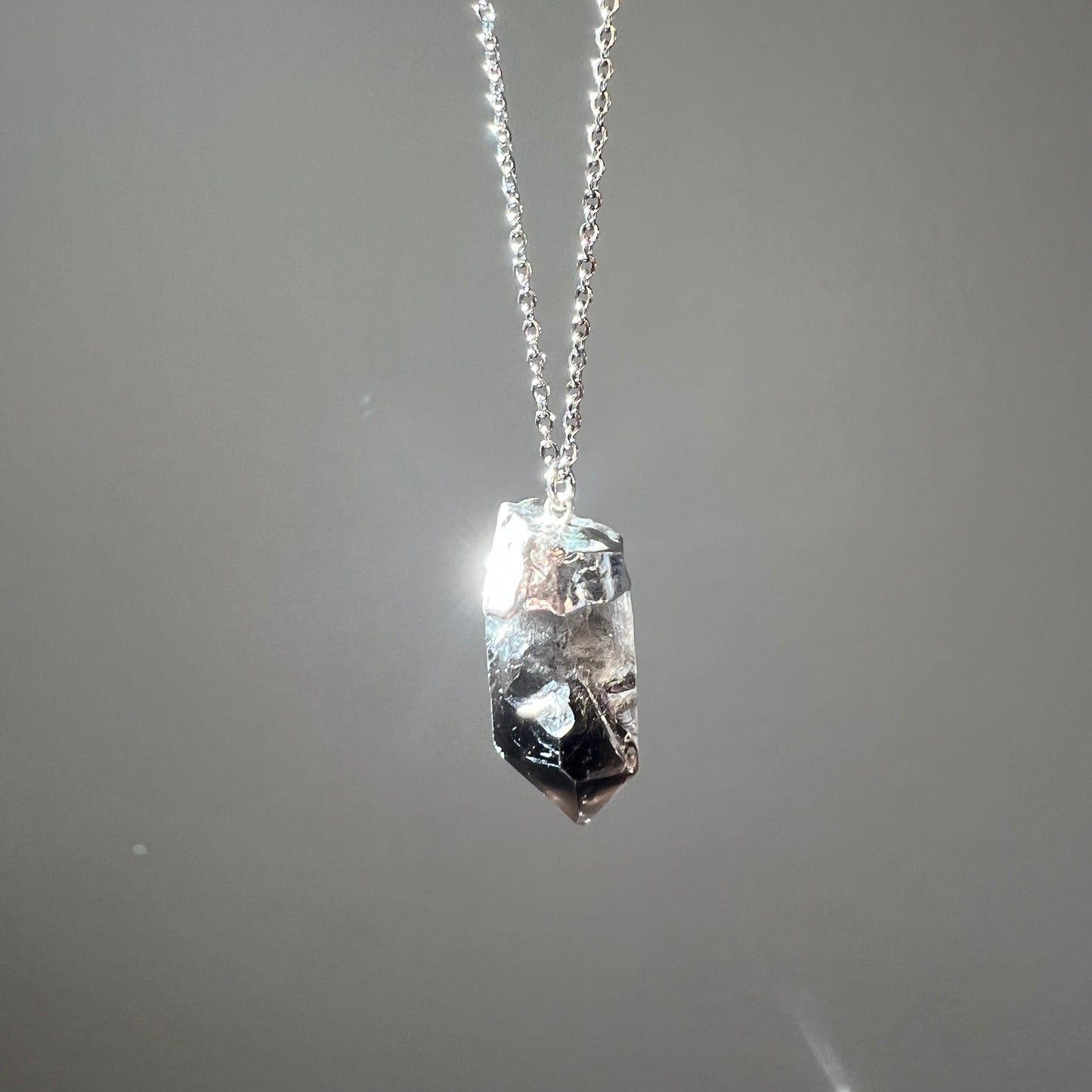 Raw Smoky Quartz Pendant in Silver