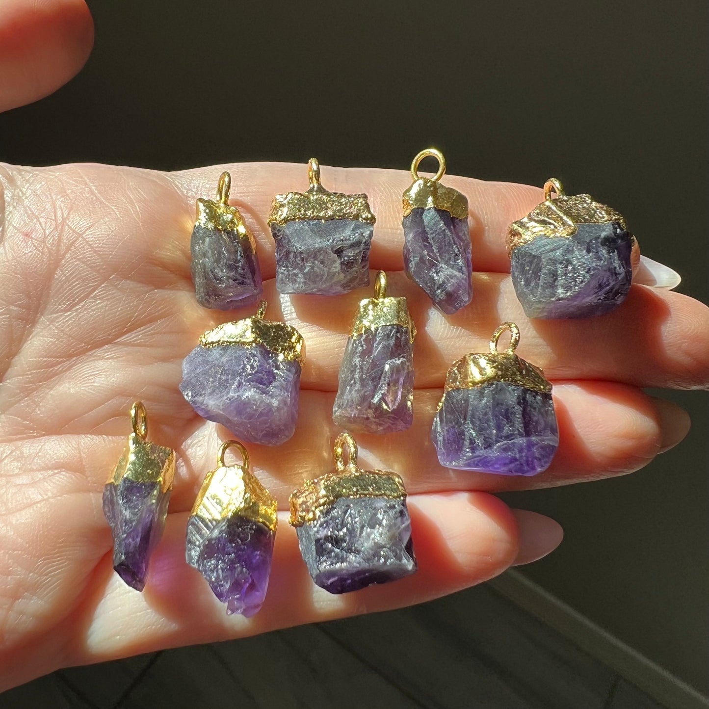 Amethyst Nugget Necklace in Gold