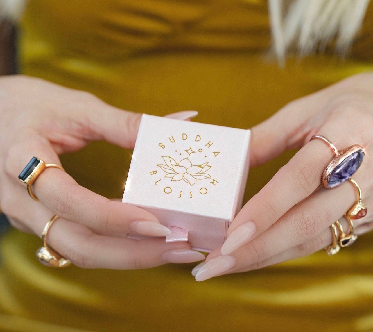Black Tourmaline Horizontal Bar Ring in Gold